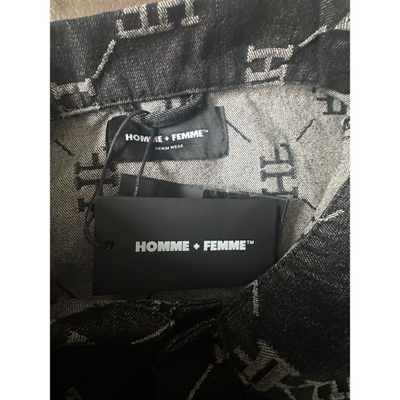 HOMME + FEMME LA, - Monogram Denim Jacket - Black size 3XL - Picture 3 of 5